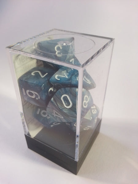 Lustrous Slate/white 7 Dice Polyhedral Set